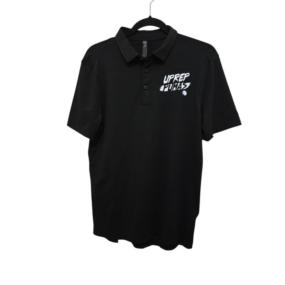 Lululemon Black Polo Shirt UPrep Puma Logo Short Sleeve Lightweight Men's Size S
